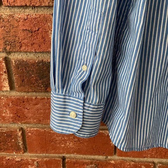 Chaps Blue & White Oxford Stripe Button Down Dress Shirt - Picture 6 of 6